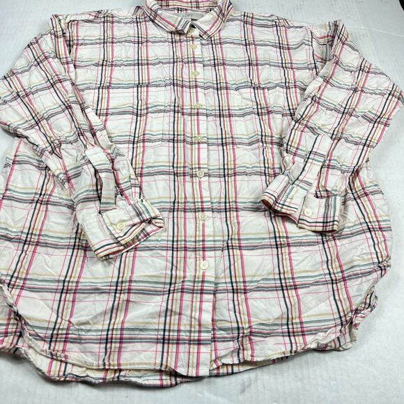 LOFT Womens Plaid Button Down Shirt XL Loose Fit Top Preppy Casual Cottagecore - Picture 2 of 11